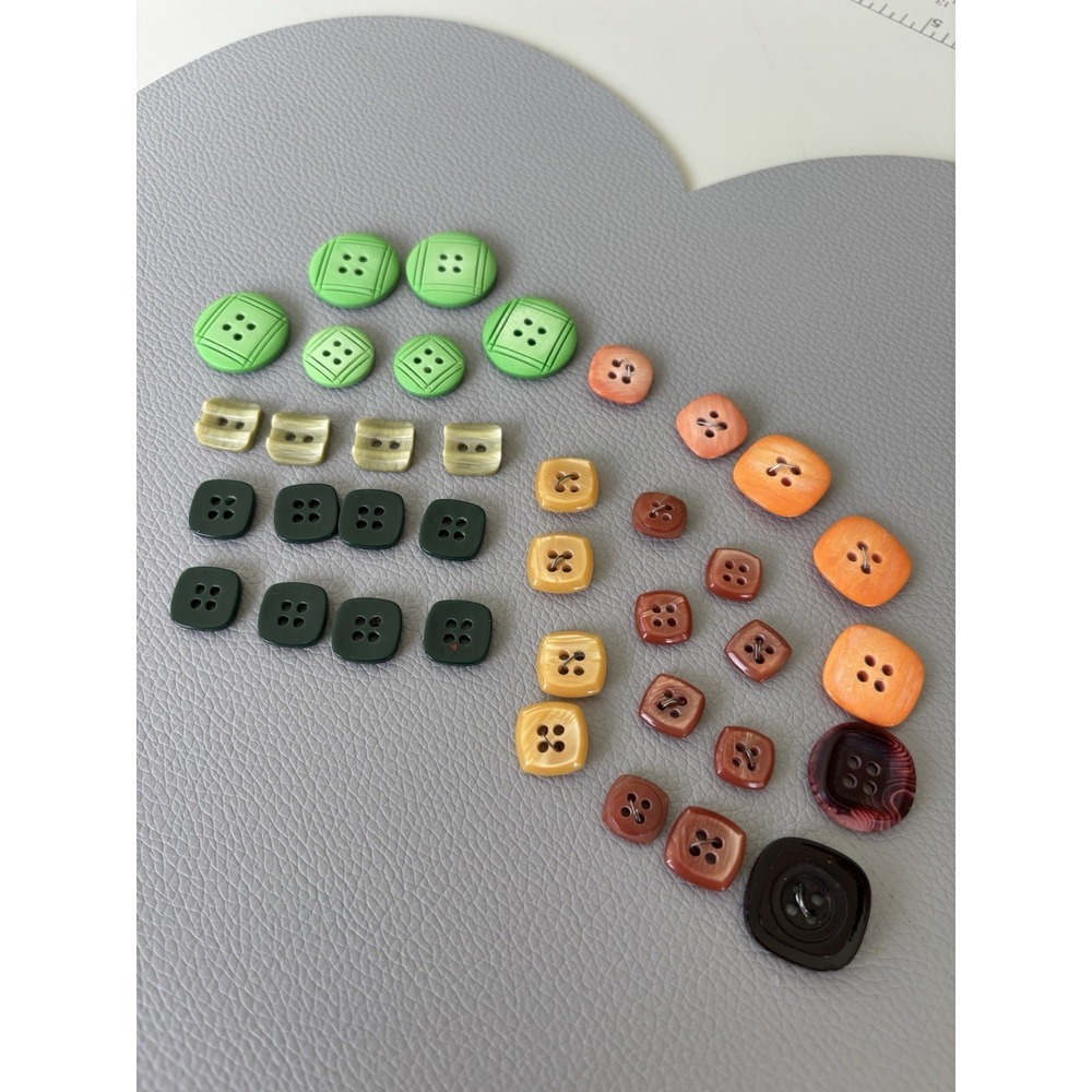 Vintage Button Lot Early Plastics 1930s-50s Green Art Deco + Marbled‎ Colors